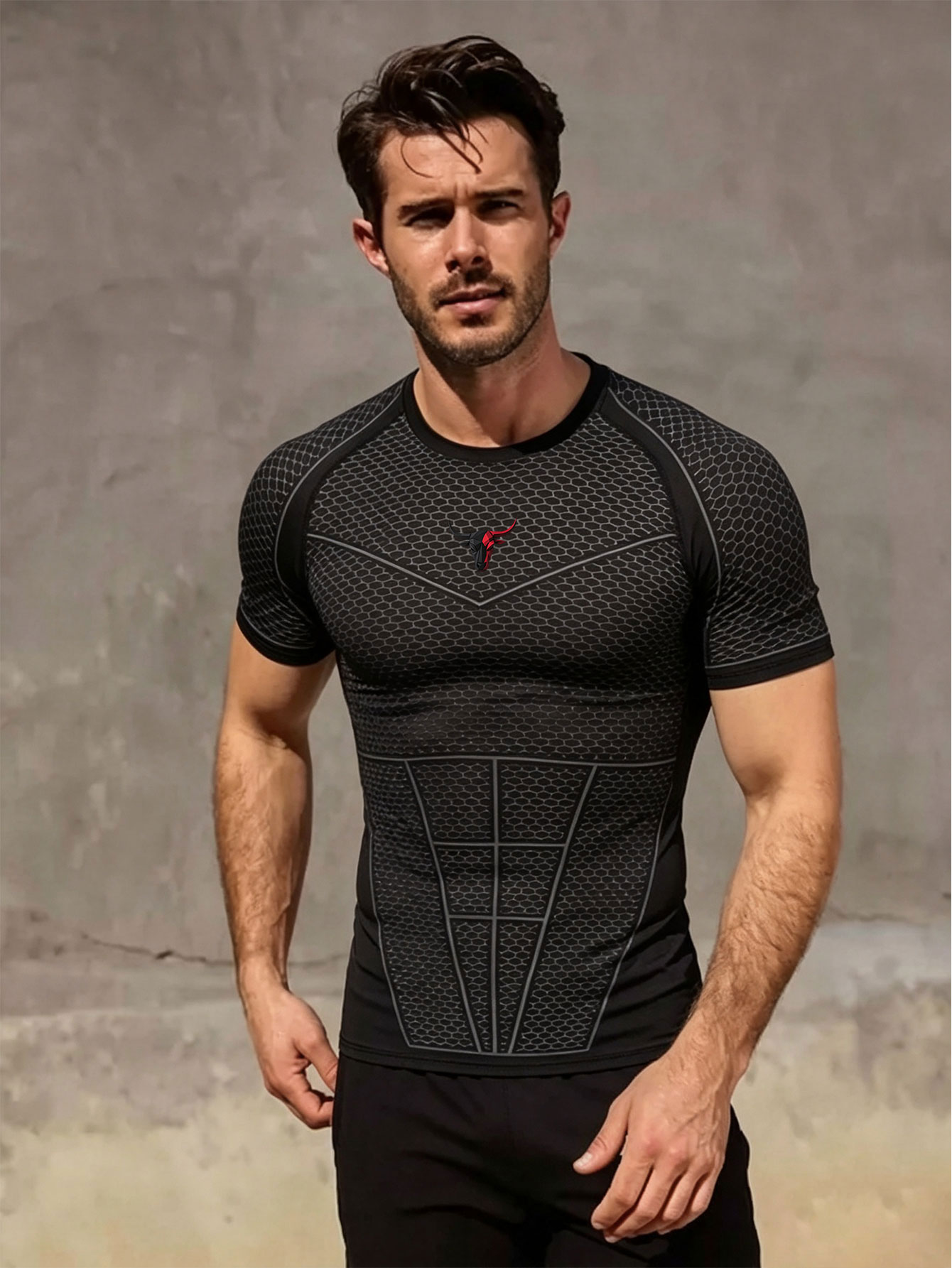 Outdoor Sport.Hub - Camiseta de Compresión Estampada para Hombre