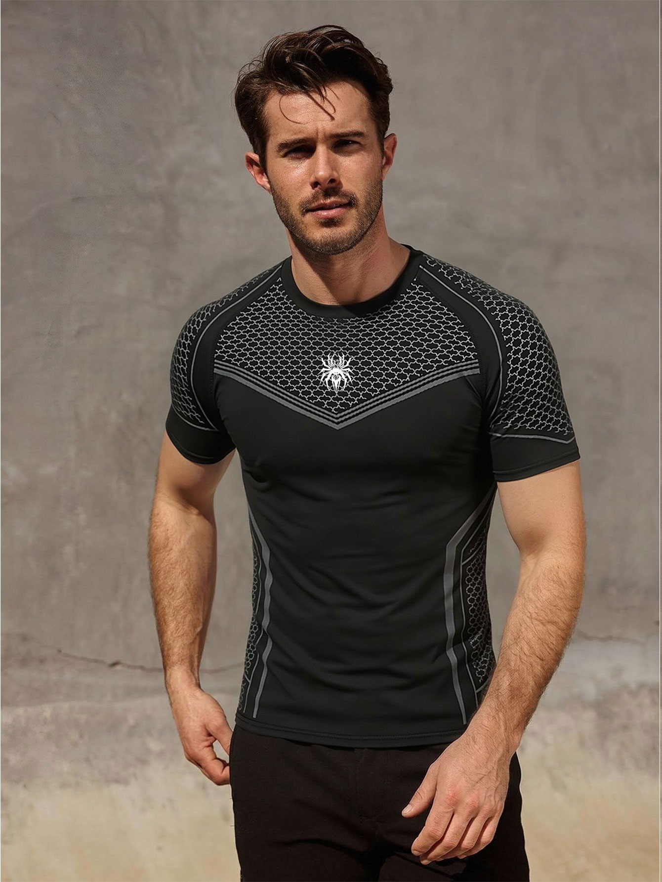 Outdoor Sport.Hub - Camiseta de Compresión Estampada para Hombre